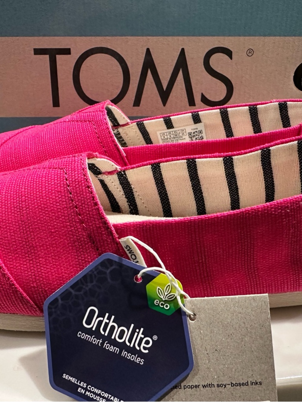TOMS Hot Pink Canvas Slip-On Moccasins